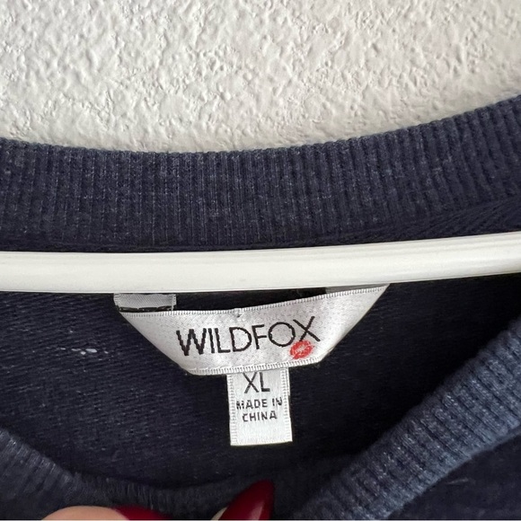 Wildfox Blue Good Vibes Sweater Sz XL Oversized Pullover Groovy Retro 70s Vibes - Picture 5 of 7